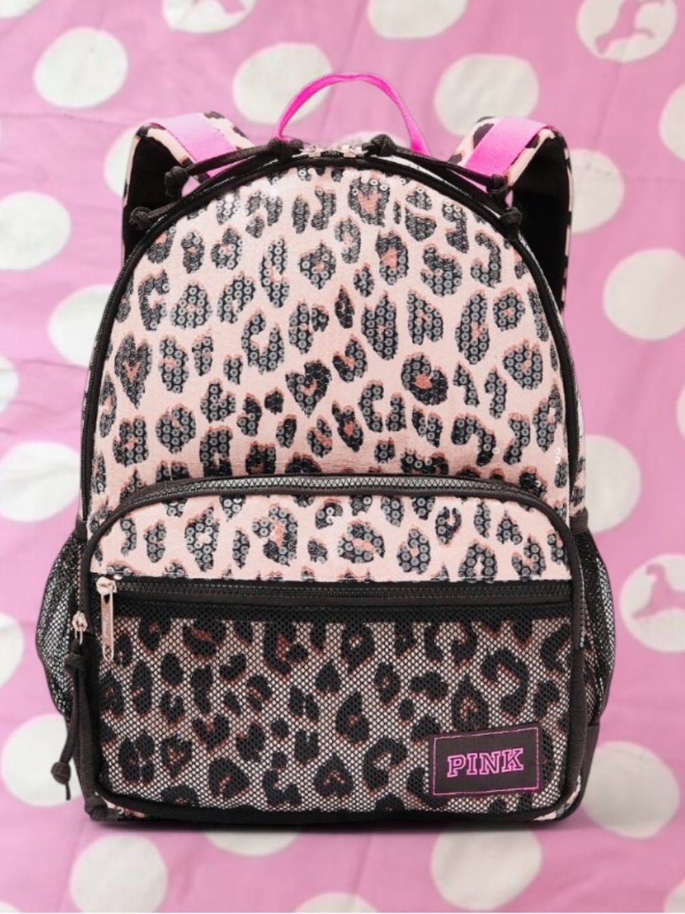 🆕🐆 PINK Leopard Sequin Backpack Victoria’s Secret Limited Edition NWT